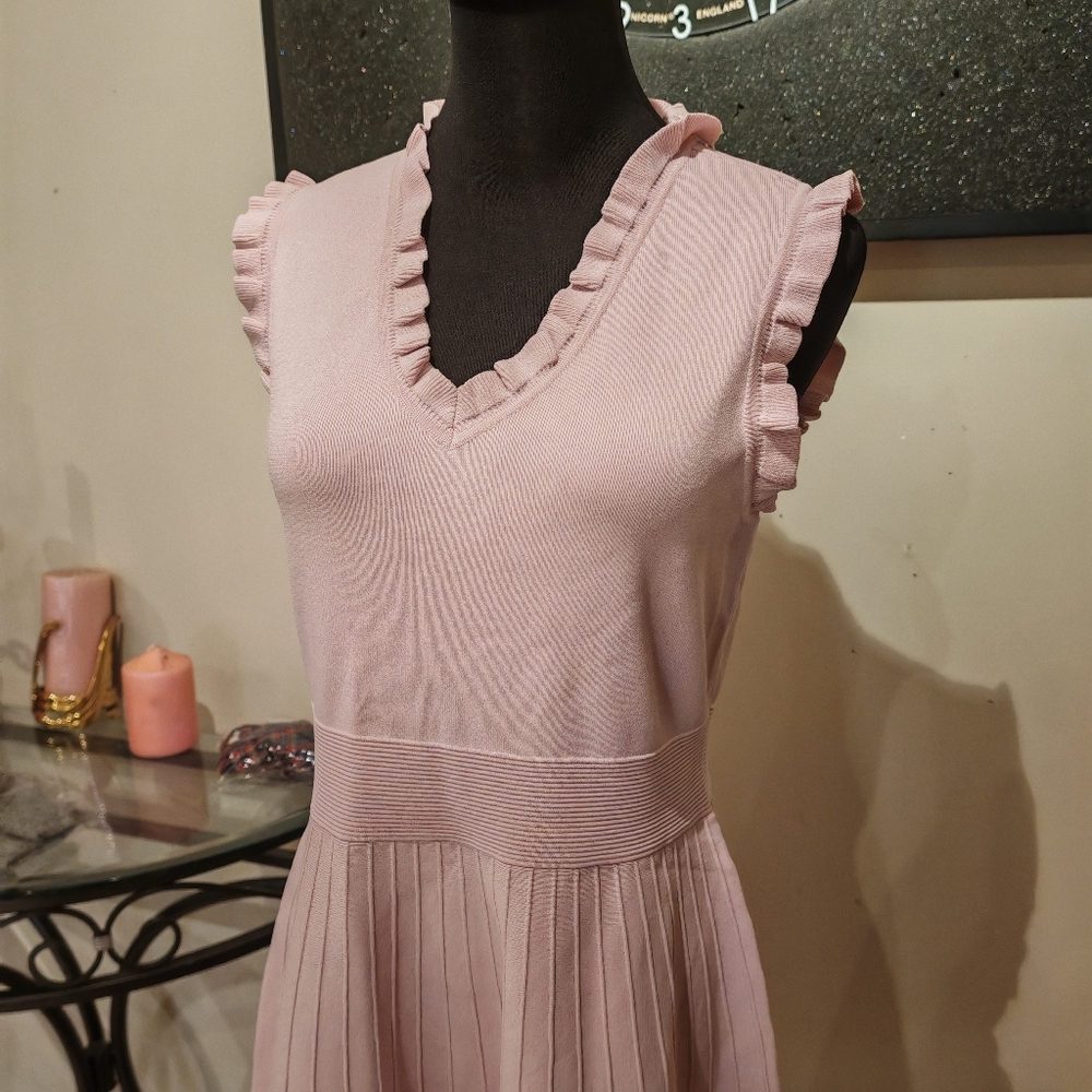 Ted Baker RIAAN Knitted Skater Dress with Frill Detail Pink - Picture 15 of 17